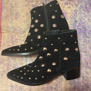 Kenneth Cole New York Black suede and silver embellished boots